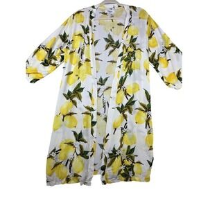 Carly Jean Los Angeles Lemon Print Citrus Resort Kimono One Size Floral Beach